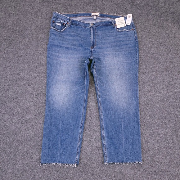 NWT Abercrombie Fitch Ankle Straight Ultra High Rise Jean Sz 24R (48x27) Stretch - Picture 2 of 13